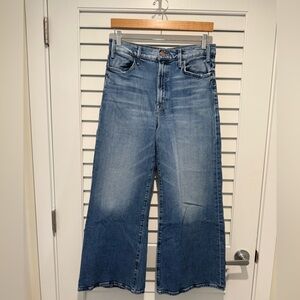 MOTHER Denim The Hustler Roller Ankle Blue Flare Wide Leg Jeans